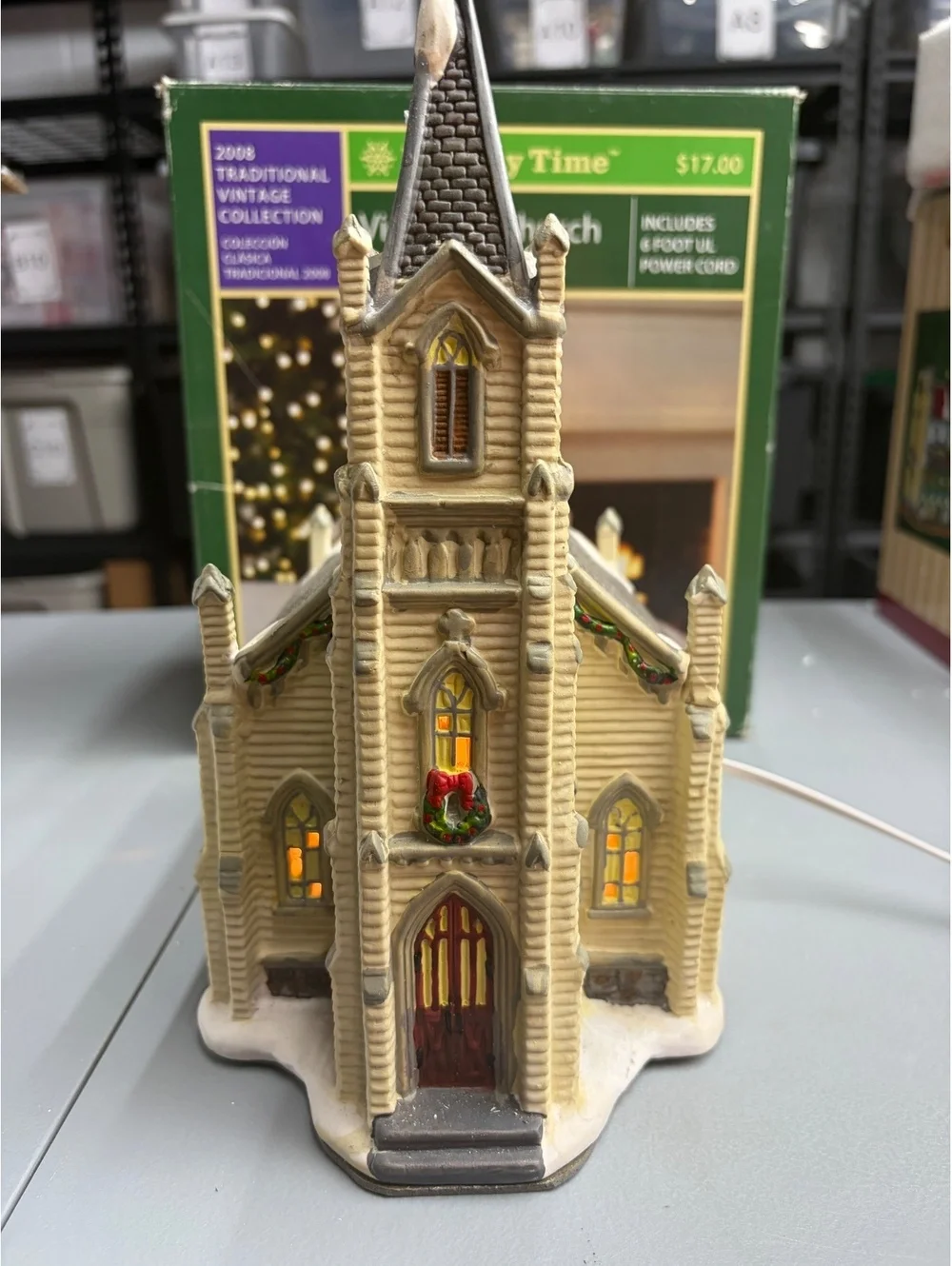 Holiday Time Victorian Church Tradional Collection Lighted Boxed & Cord 2009